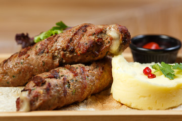 kebab with vegetables and lavash
