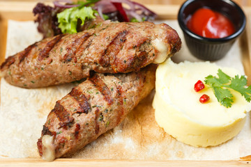kebab with vegetables and lavash
