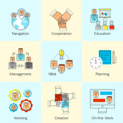 Teamwork Line Concept Set