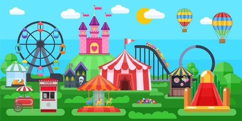 Naklejka premium Amusement Park Panorama