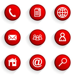 red flat design vector icons