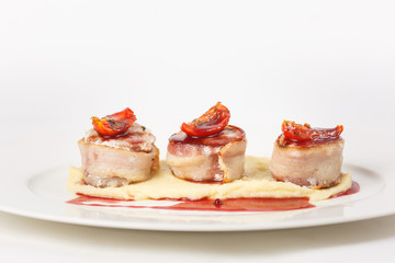 Roasted meat with vegetables on the table