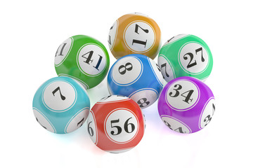 colored lottery balls, 3D rendering