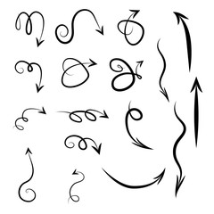Isolated vector hand drawn arrows set on a white background