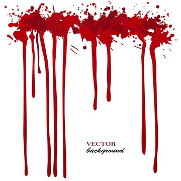 Vector red Ink stain, blots and splashes. Isolated paint drops, design elements.