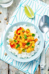 pumpkin chickpea curry with rice