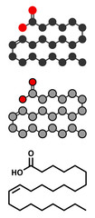 Erucic acid molecule. Monounsaturated omega-9 fatty acid.