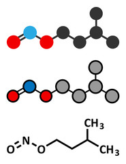 Isoamyl nitrite popper drug molecule. 