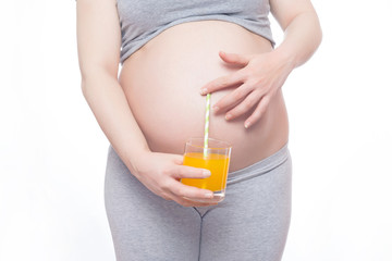 Pregnant having a juice 
