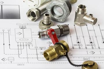 Office desk with hydraulic fittings and project