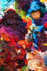 Naklejka premium Oil paints multicolored closeup abstract background