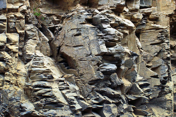 Rock quarry wall texture closeup