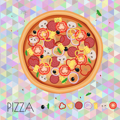 Pizza restaurant menu. Ingredients for cafe . Vector illustration