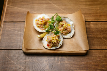 A beautiful snack. Dish on white background