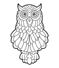 Vector illustration of an owl cartoon for coloring book, civetta vettoriale da colorare