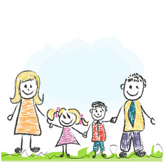 Doddle family vector illustration.