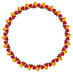 Naklejka premium Round frame with red roses. Vector clip art.
