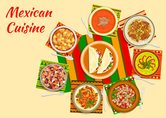Colorful festive dishes of mexican cuisine symbol