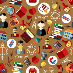 School and science seamless pattern background