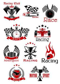 Motorsport heraldic icons and symbols