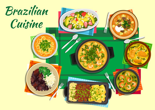 Brazilian cuisine dishes with thick soups, stews