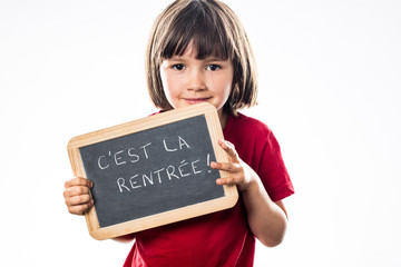 happy little girl advertising about a cool back to school