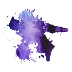 Abstract watercolor stain with splashes multicolor