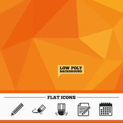 Pencil icon. Edit document file. Eraser sign.