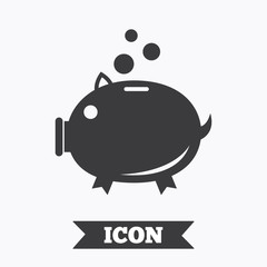 Piggy bank sign icon. Moneybox symbol.