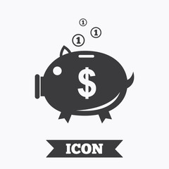 Fototapeta premium Piggy bank sign icon. Moneybox symbol.