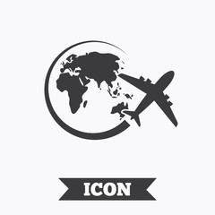 Airplane sign icon. Travel trip symbol.