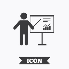 Presentation billboard sign icon. Diagram symbol.