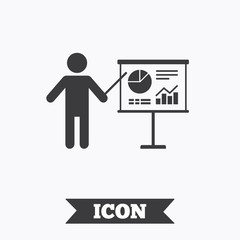 Presentation billboard sign icon. Diagram symbol.