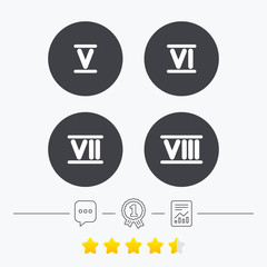 Roman numeral icons. Number five, six, seven.