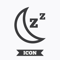 Sleep sign icon. Moon with zzz button.