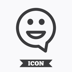 Fototapeta premium Happy face speech bubble symbol. Smile icon.