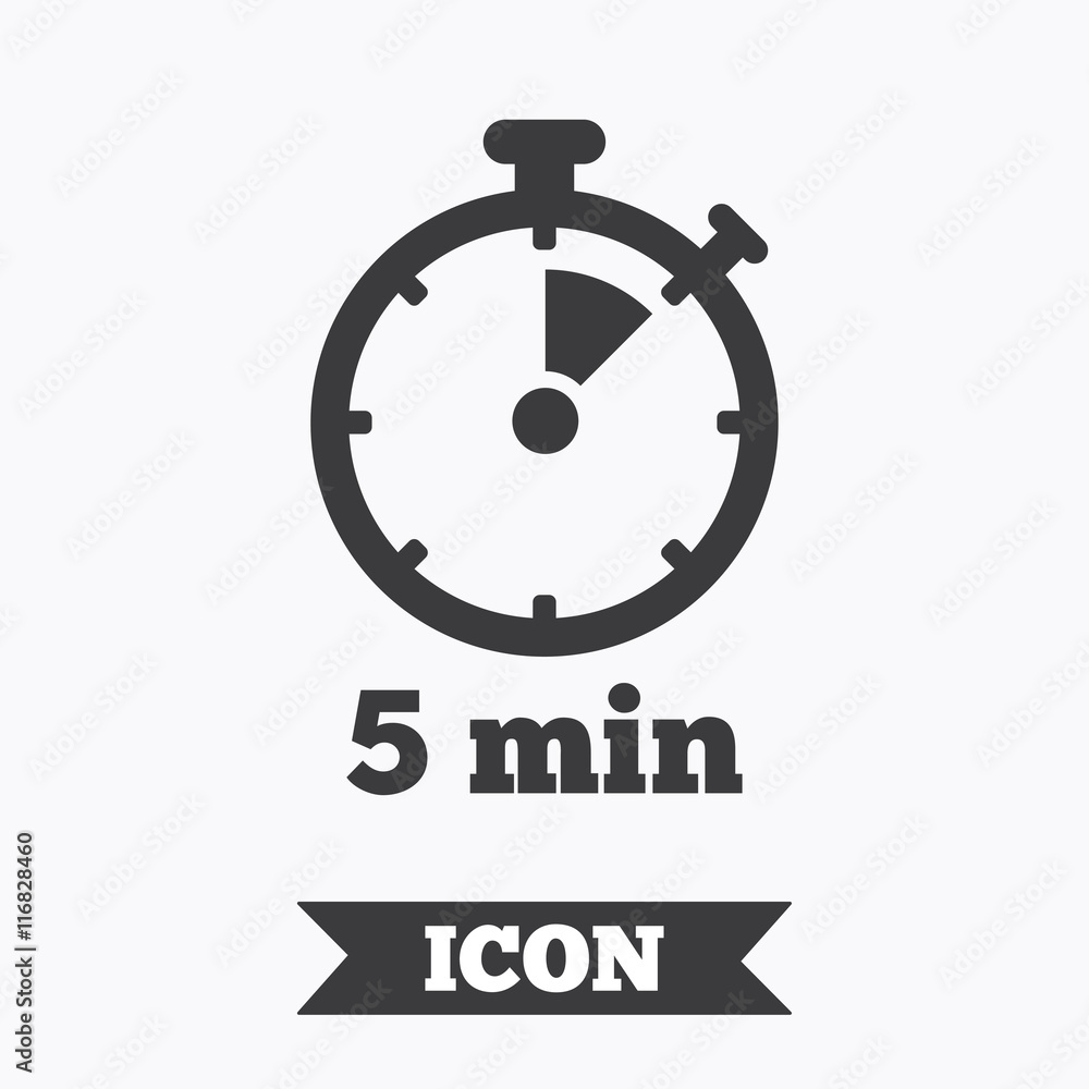 Poster timer sign icon. 5 minutes stopwatch symbol. - Posters
