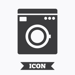 Washing machine icon. Home appliances symbol.