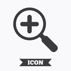 Obraz premium Magnifier glass sign icon. Zoom tool. Navigation.