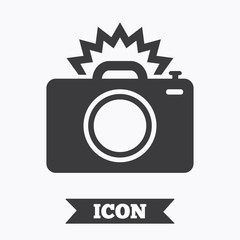 Photo camera sign icon. Photo flash symbol.