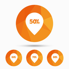 Sale pointer tag icons. Discount symbols.