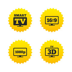 Smart TV mode icon. 3D Television symbol.