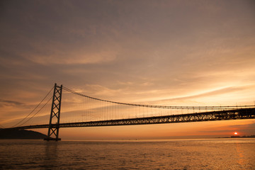 Fototapeta na wymiar 明石海峡大橋の夕景