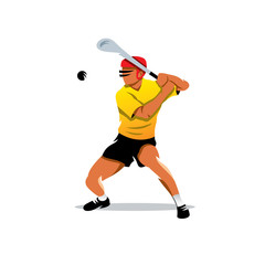 Vector hurling player Cartoon Illustration.