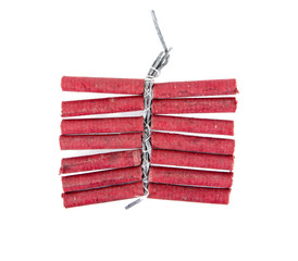 Firecrackers string isolated on white background.Firecrackers