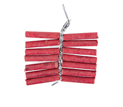 Firecrackers string isolated on white background.Firecrackers