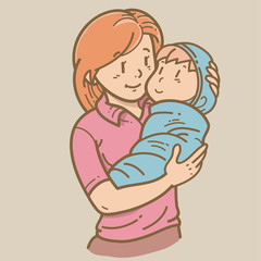 Mother holding baby