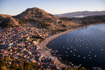 View of Copacabana, Lake Titicaca, Bolivia - obrazy, fototapety, plakaty