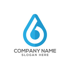 Number 6 and water logo vector