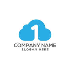 Number 1 cloud icon logo vector